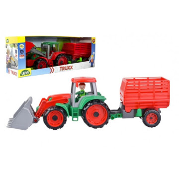 Auto Truxx traktor nakladač s přívěsem na seno s figurkou v krabici 53x19x16cm 24m+