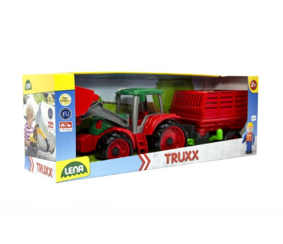 Auto Truxx traktor nakladač s přívěsem na seno s figurkou v krabici 53x19x16cm 24m+