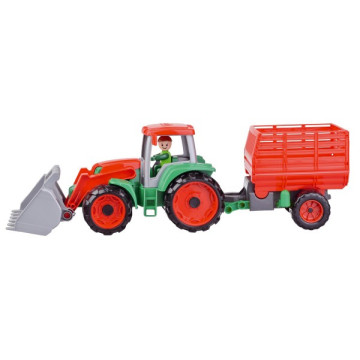 Auto Truxx traktor nakladač s přívěsem na seno s figurkou v krabici 53x19x16cm 24m+