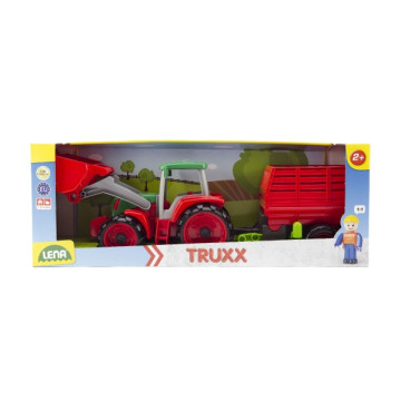 Auto Truxx traktor nakladač s přívěsem na seno s figurkou v krabici 53x19x16cm 24m+