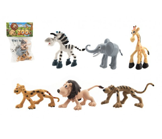 Zvířátka veselá safari ZOO plast 9-10cm 6ks v sáčku