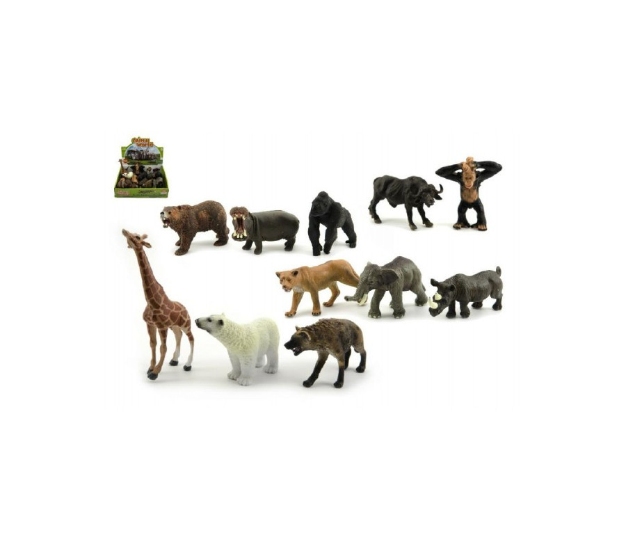 Zvířátka safari ZOO plast 10cm mix druhů 12ks v boxu