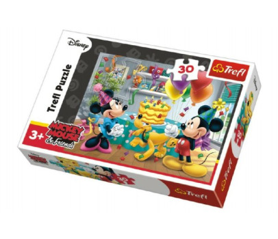 Puzzle Mickey a Minnie slaví narozeniny Disney 27x20cm 30 dílků v krabičce 21x14x4cm