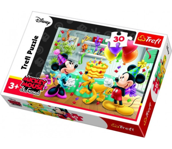 Puzzle Mickey a Minnie slaví narozeniny Disney 27x20cm 30 dílků v krabičce 21x14x4cm