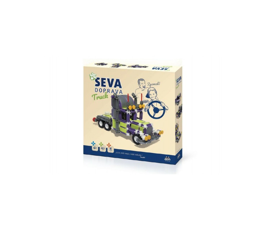 Stavebnice SEVA DOPRAVA Truck plast 402 dílků v krabici 35x33x5cm