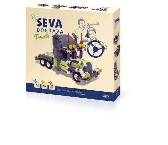 Stavebnice SEVA DOPRAVA Truck plast 402 dílků v krabici 35x33x5cm