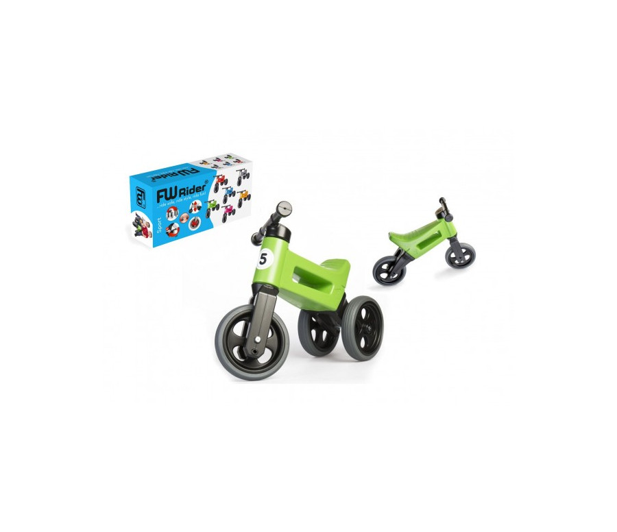 Odrážedlo FUNNY WHEELS Rider Sport zelené 2v1, výška sedla 28/30cm nosnost 25kg 18m+ v krabici