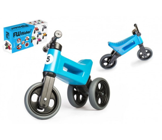 Odrážedlo FUNNY WHEELS Rider Sport modré 2v1, výška sedla 28/30cm nosnost 25kg 18m+ v krabici