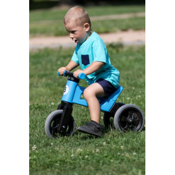 Odrážedlo FUNNY WHEELS Rider Sport modré 2v1, výška sedla 28/30cm nosnost 25kg 18m+ v sáčku