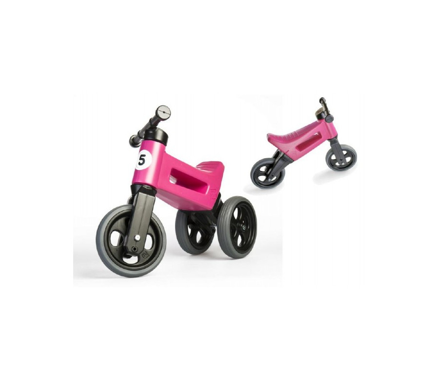 Odrážedlo FUNNY WHEELS Rider Sport růžové 2v1, výška sedla 28/30cm nosnost 25kg 18m+ v sáčku