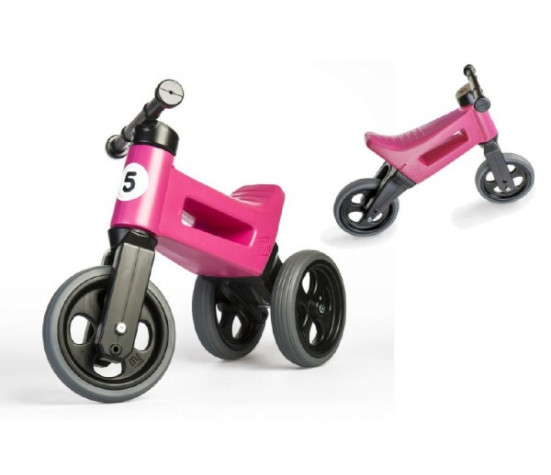 Odrážedlo FUNNY WHEELS Rider Sport růžové 2v1, výška sedla 28/30cm nosnost 25kg 18m+ v sáčku