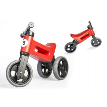 Odrážedlo FUNNY WHEELS Rider Sport červené 2v1, výška sedla 28/30cm nosnost 25kg 18m+ v sáčku