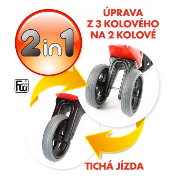 Odrážedlo FUNNY WHEELS Rider Sport červené 2v1, výška sedla 28/30cm nosnost 25kg 18m+ v sáčku