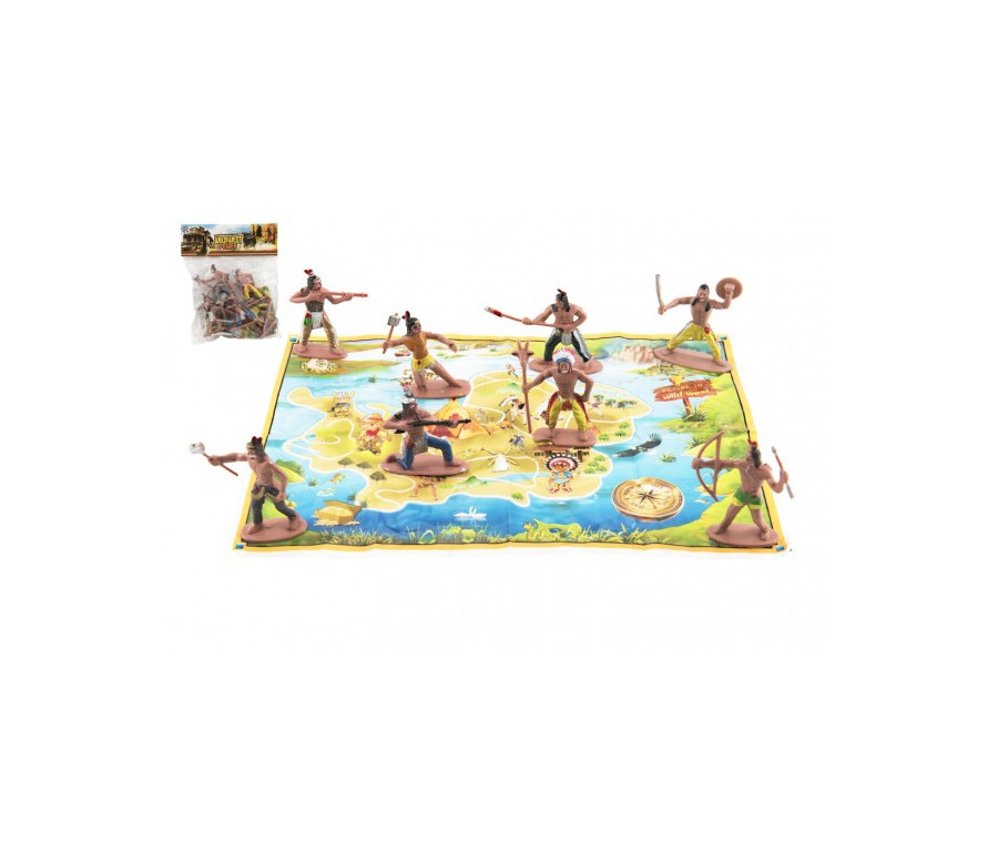 Figurky indiáni s mapou plast 6cm v sáčku