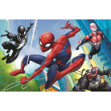 Minipuzzle 54 dílků Spidermanův čas 4 druhy v krabičce 9x6,5x4cm 40ks v boxu