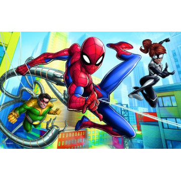 Minipuzzle 54 dílků Spidermanův čas 4 druhy v krabičce 9x6,5x4cm 40ks v boxu