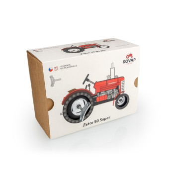 Traktor Zetor 50 Super červený na klíček kov 15cm 1:25 v krabičce Kovap