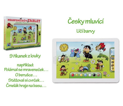 Mravenečkův tablet plast 30x20x2cm na baterie se zvukem v krabici 38x28x4,5cm