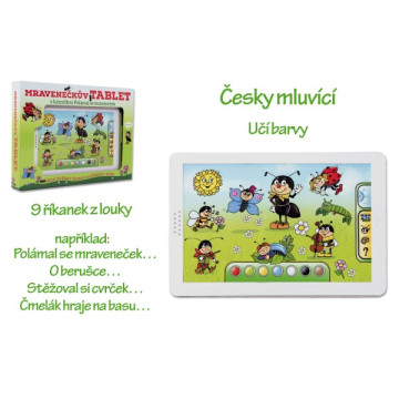 Mravenečkův tablet plast 30x20x2cm na baterie se zvukem v krabici 38x28x4,5cm