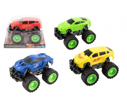 Auto terénní velká kola plast 13cm na setrvačník 4 barvy v blistru