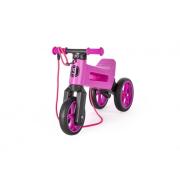 Odrážedlo FUNNY WHEELS Rider SuperSport fialové 2v1+popruh, výš. sedla 28/30cm nos 25kg 18m+ v sáčku