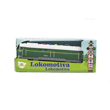 Lokomotiva/Vlak plast 23cm na baterie se zvukem se světlem 2 barvy v krabičce 27x11x8cm