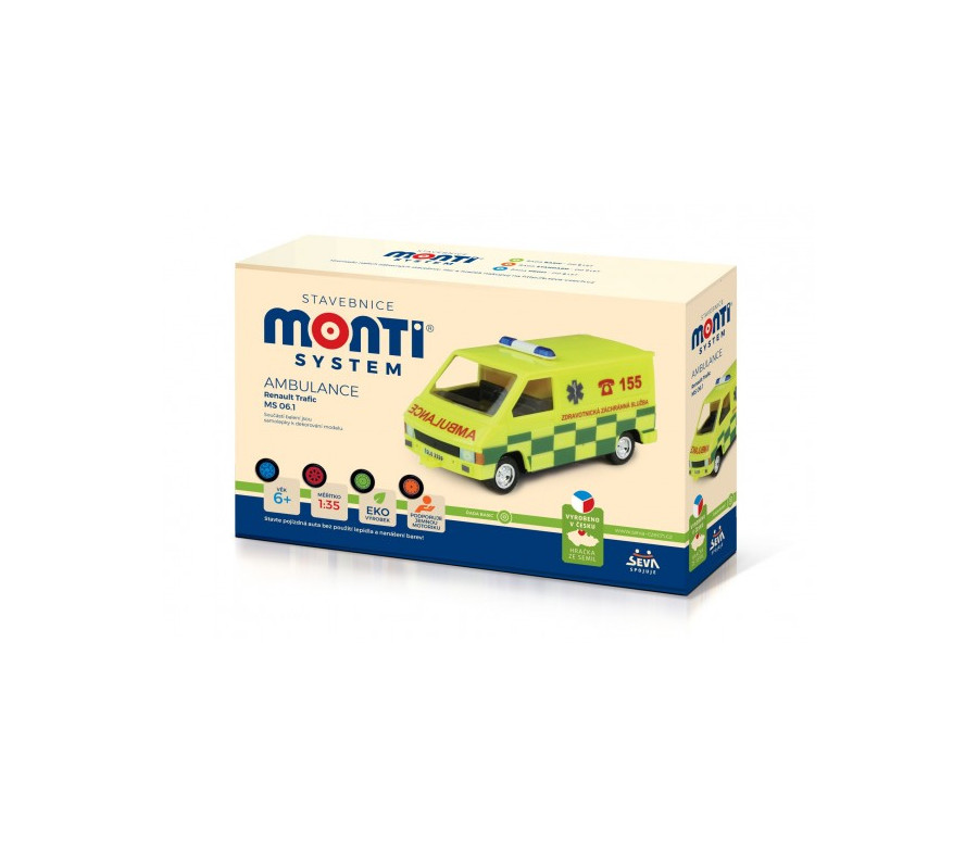 Stavebnice Monti System MS 06.1 Ambulance Renault Trafic 1:35 v krabici 22x15x6cm