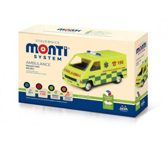 Stavebnice Monti System MS 06.1 Ambulance Renault Trafic 1:35 v krabici 22x15x6cm