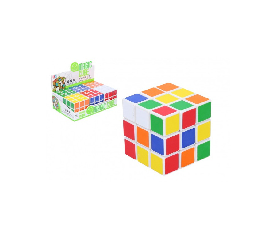 Kostka hlavolam 3x3x3 plast ve fólii 6x6x6cm 6ks v boxu