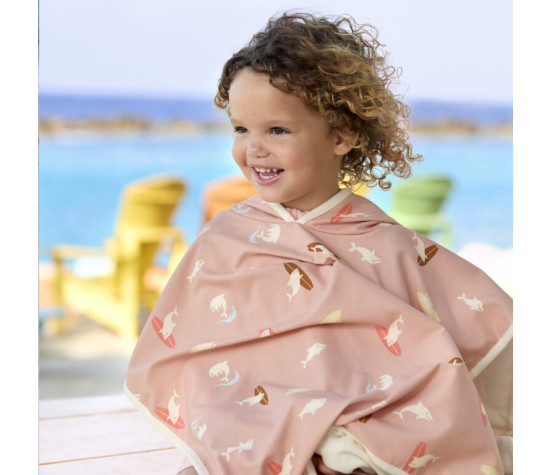 Beach Poncho dolphin peach