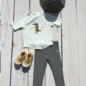 Short Sleeve Rashguard crocodile sea foam 13-18 mo.