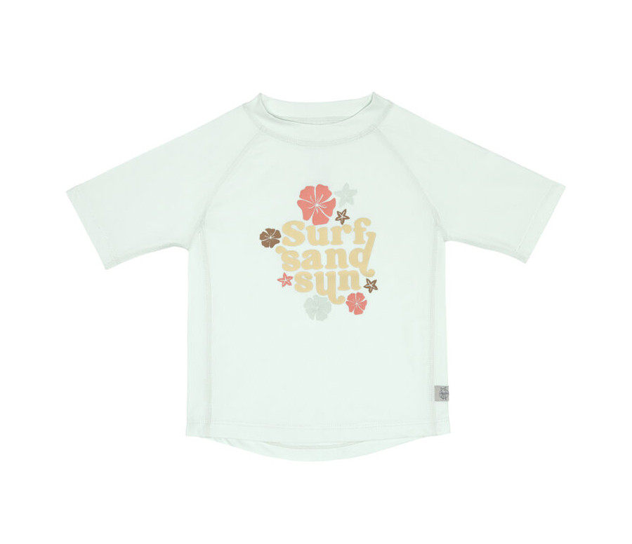 Short Sleeve Rashguard flowers sea foam 13-18 mo.