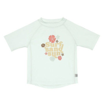 Short Sleeve Rashguard flowers sea foam 13-18 mo.