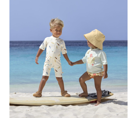 Short Sleeve Rashguard flowers sea foam 13-18 mo.