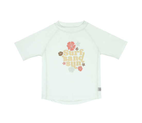 Short Sleeve Rashguard flowers sea foam 19-24 mo.