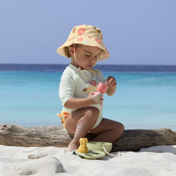 Sun Protection Bucket Hat flowers vanilla 19-36 mo.