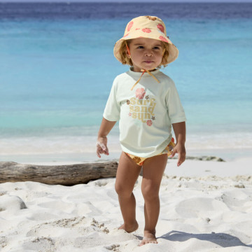 Sun Protection Bucket Hat flowers vanilla 19-36 mo.