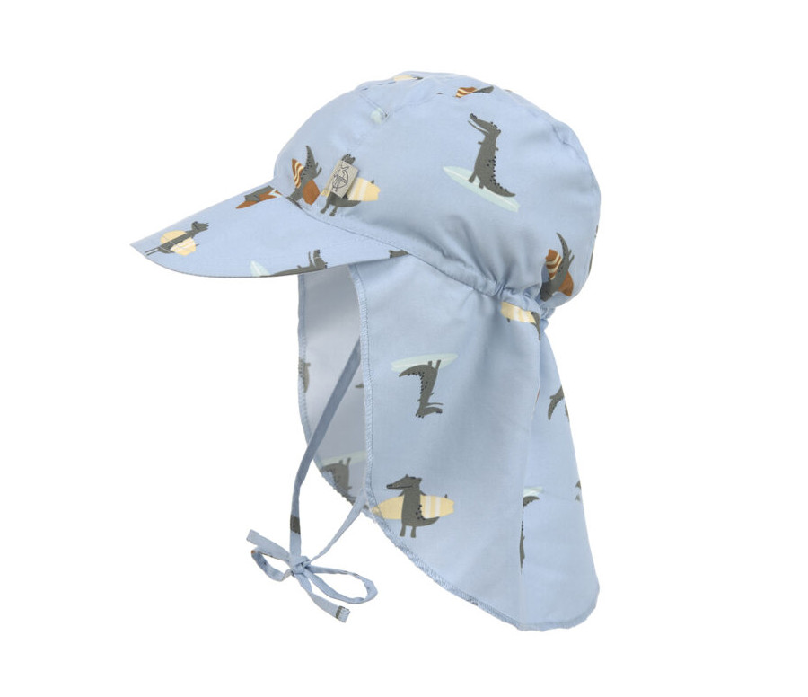 Sun Protection Flap Hat crocodile sky blue 19-36 mo.