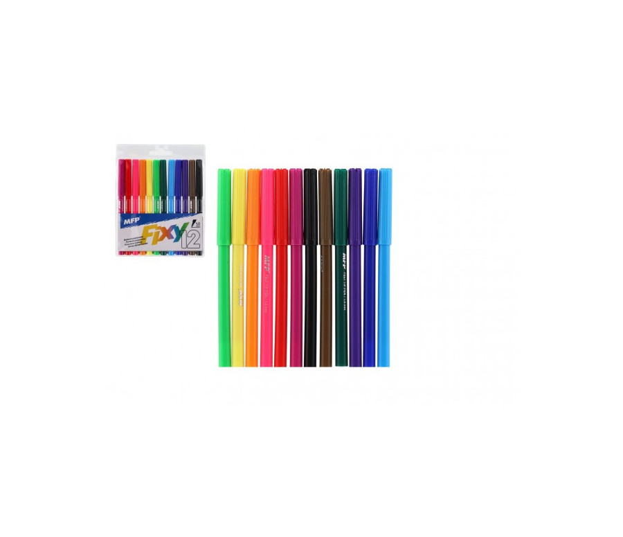 Fixy barevné 12ks v plastovém sáčku 13x16cm Fixy barevné 12ks v plastovém sáčku 13x16cm