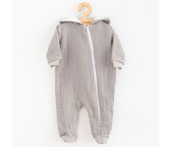 Kojenecký mušelínový overal s kapucí New Baby Comfort clothes šedá