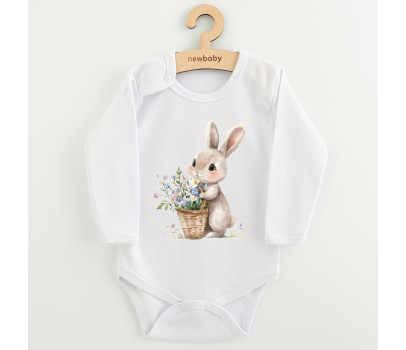 Dětské body s potiskem New Baby Králíček s květinkami