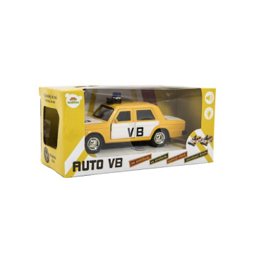 Policejní auto VB kov/plast 12cm na zpětné natažení na baterie se světlem, zvukem v krab. 15x7x7cm