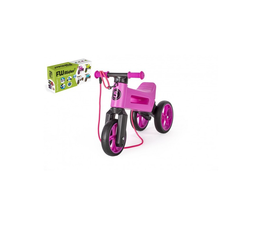 Odrážedlo FUNNY WHEELS Rider SuperSport fialové 2v1+popruh, výš. sedla 28/30cm nos 25kg 18m+ v krab.