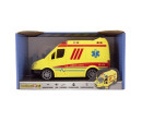 Auto ambulance plast 20cm na setrvačník na baterie se zvukem se světlem v krabici 26x15x12cm