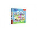 Puzzle 4v1 Peppa Pig/Prásátko Pepa Vzpomínka na prázdniny v krabici 28x28x6cm