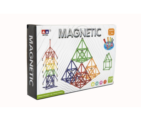 Magnetická stavebnice 120 ks plast/kov v krabici 28x19x5cm