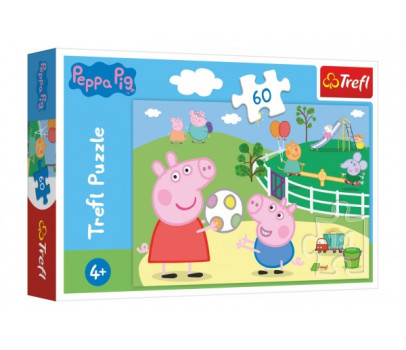 Puzzle Prasátko Peppa/Peppa Pig Zábava s přáteli 33x22cm 60 dílků v krabičce 21x14x4cm