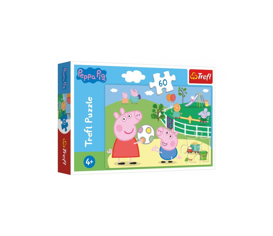 Puzzle Prasátko Peppa/Peppa Pig Zábava s přáteli 33x22cm 60 dílků v krabičce 21x14x4cm