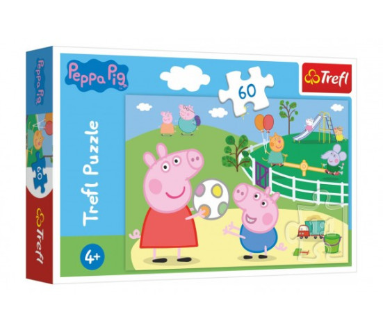 Puzzle Prasátko Peppa/Peppa Pig Zábava s přáteli 33x22cm 60 dílků v krabičce 21x14x4cm