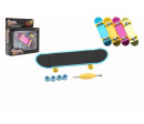 Skateboard prstový šroubovací plast 9cm s doplňky 4 barvy v krabičce 14x14x4cm